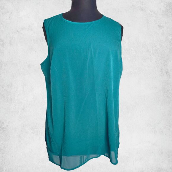 Lane Bryant Teal Chiffon Layering Tank Top 20  Plus Size Sleeveless Tunic Blouse - Picture 2 of 6